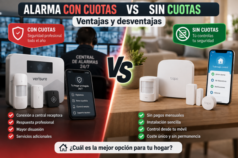 Comparativa entre alarma con cuotas y alarma sin cuotas para vivienda