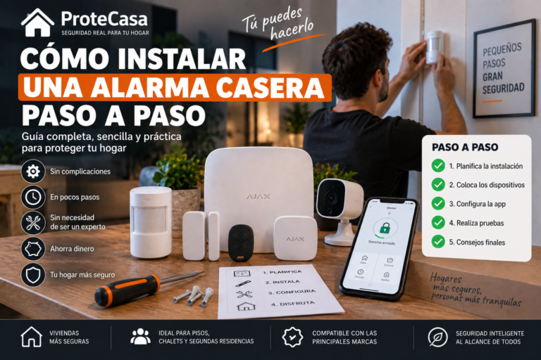 Instalar una alarma casera con hub y sensores de seguridad
