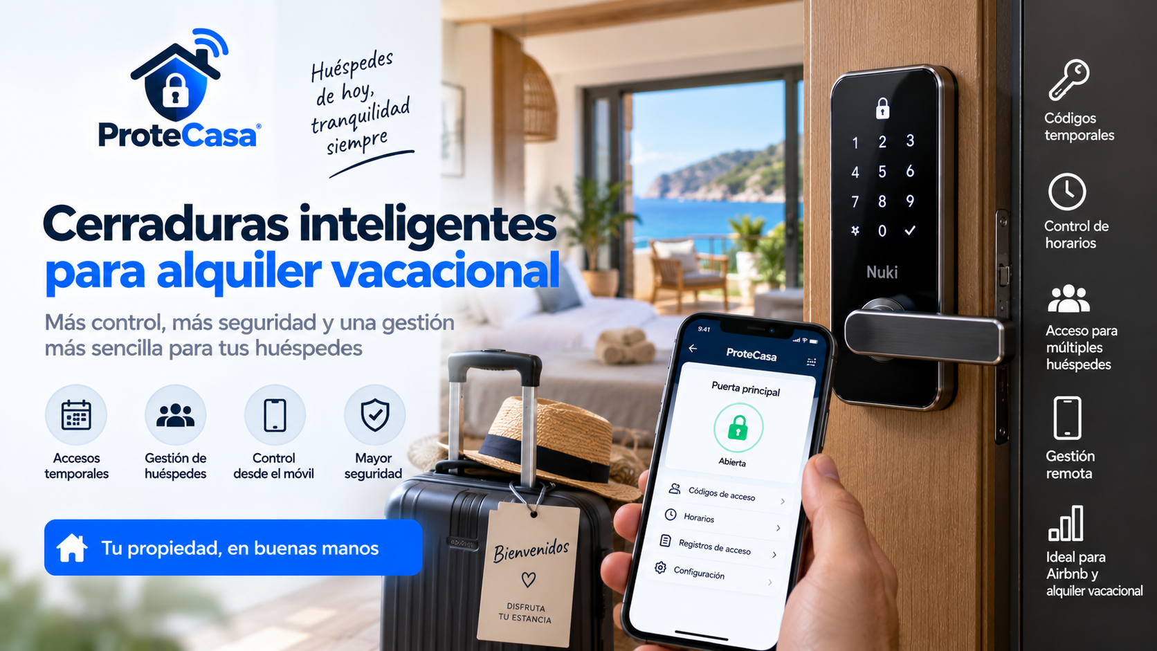 Cerraduras inteligentes para alquiler vacacional
