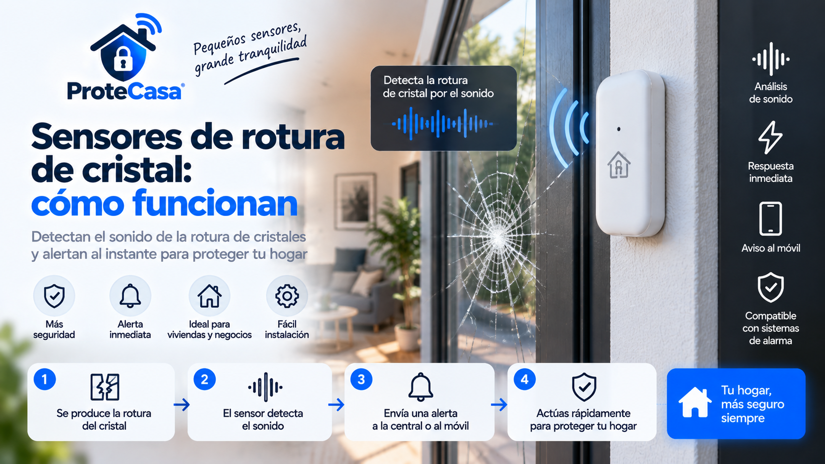 Sensores de rotura de cristal: cómo funcionan
