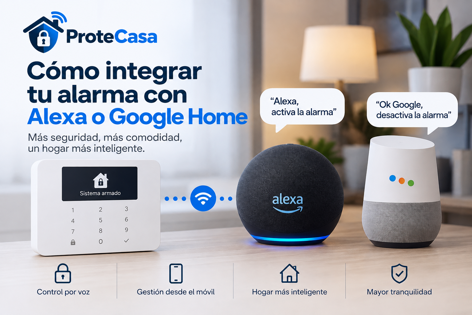 Cómo integrar una alarma con Alexa o Google Home